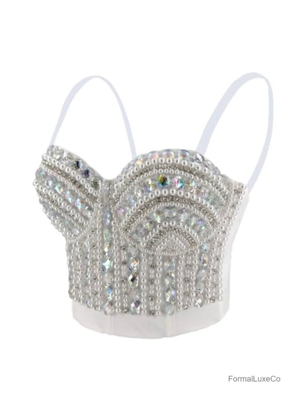 Diamond Pearl Rhinestone Bustier Crop Top